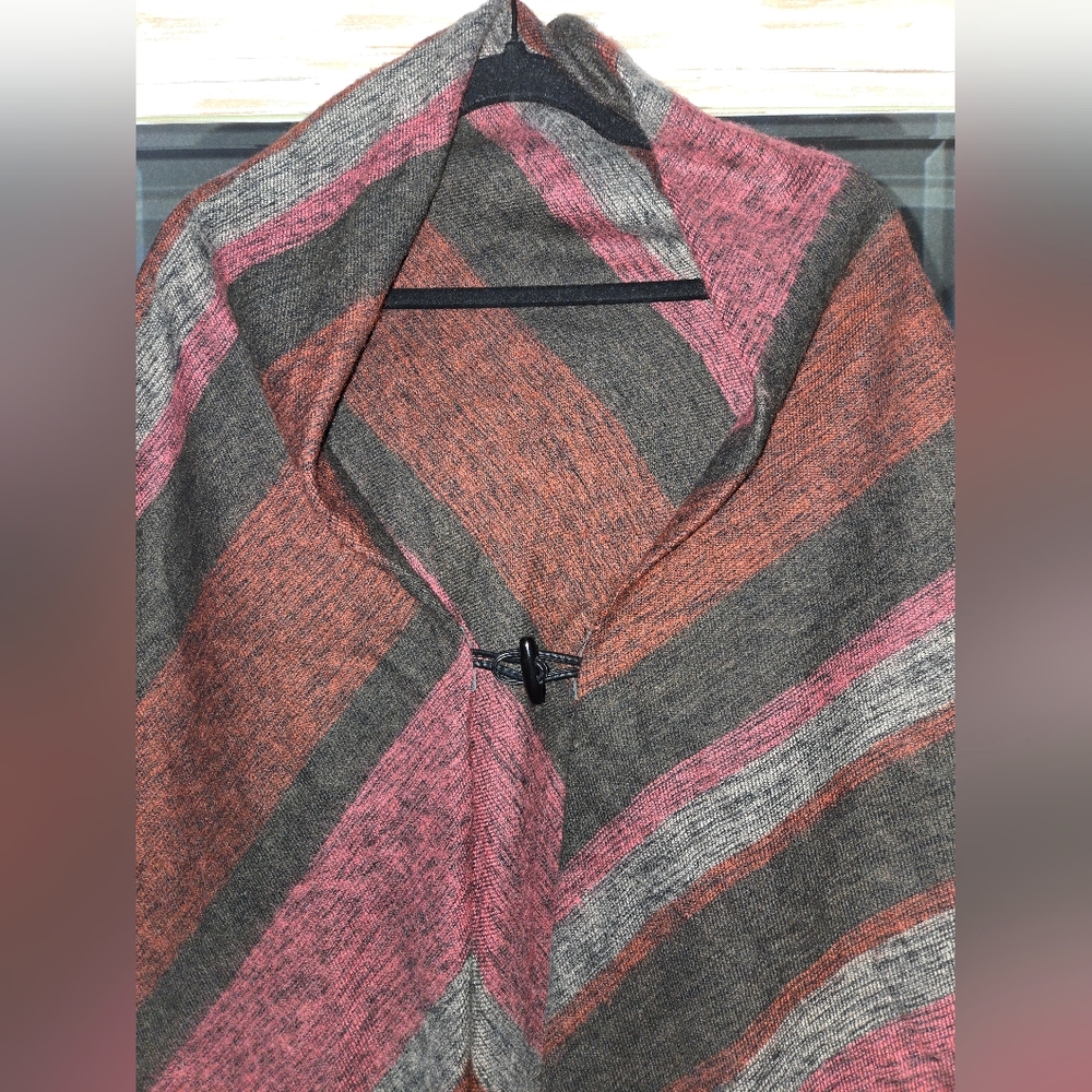 Soft Surroundings Burgundy and Gray Poncho - Picture 3 of 4